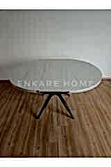 Oliva Yuvarlak Açılabilir Masa 100x100 - 100x140 | Mutfak Ve Salon Masası MDF