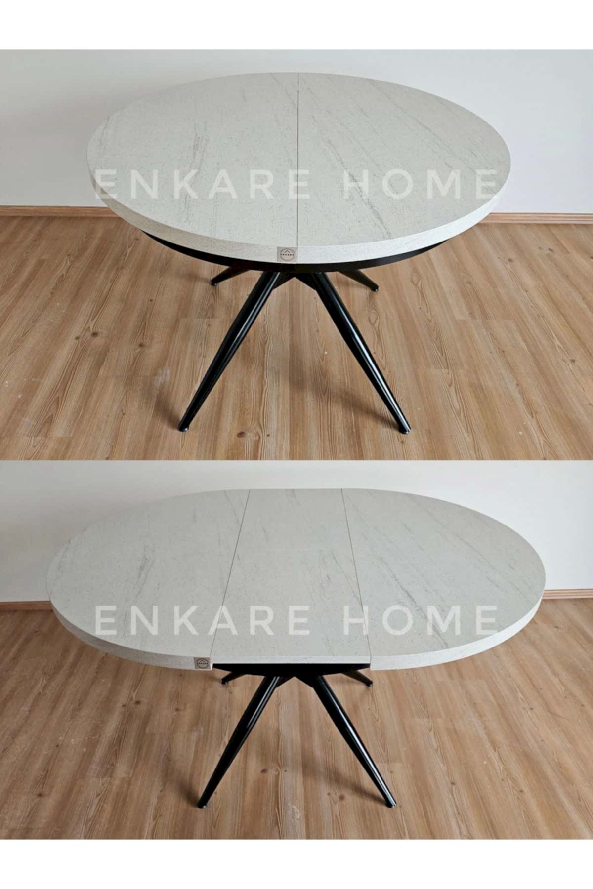 Oliva Yuvarlak Açılabilir Masa 100x100 - 100x140 | Mutfak Ve Salon Masası MDF