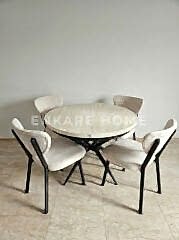 Oliva Masa Papatya Sandalye, Yuvarlak Açılabilir Mdf Masa, Mutfak, Salon Masası | 100x100