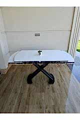 X Ayaklı Beyaz Masa, Mdf Açılabilir Salon ve Mutfak Masası 80x130-190