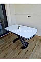 X Ayaklı Beyaz Masa, Mdf Açılabilir Salon ve Mutfak Masası 80x130-190