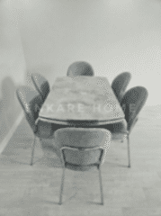 X Ayaklı Gloss Masa & Midye Sandalye | 6 Kişilik Masa Takımı | Mutfak&Salon | 80x130-190 cm