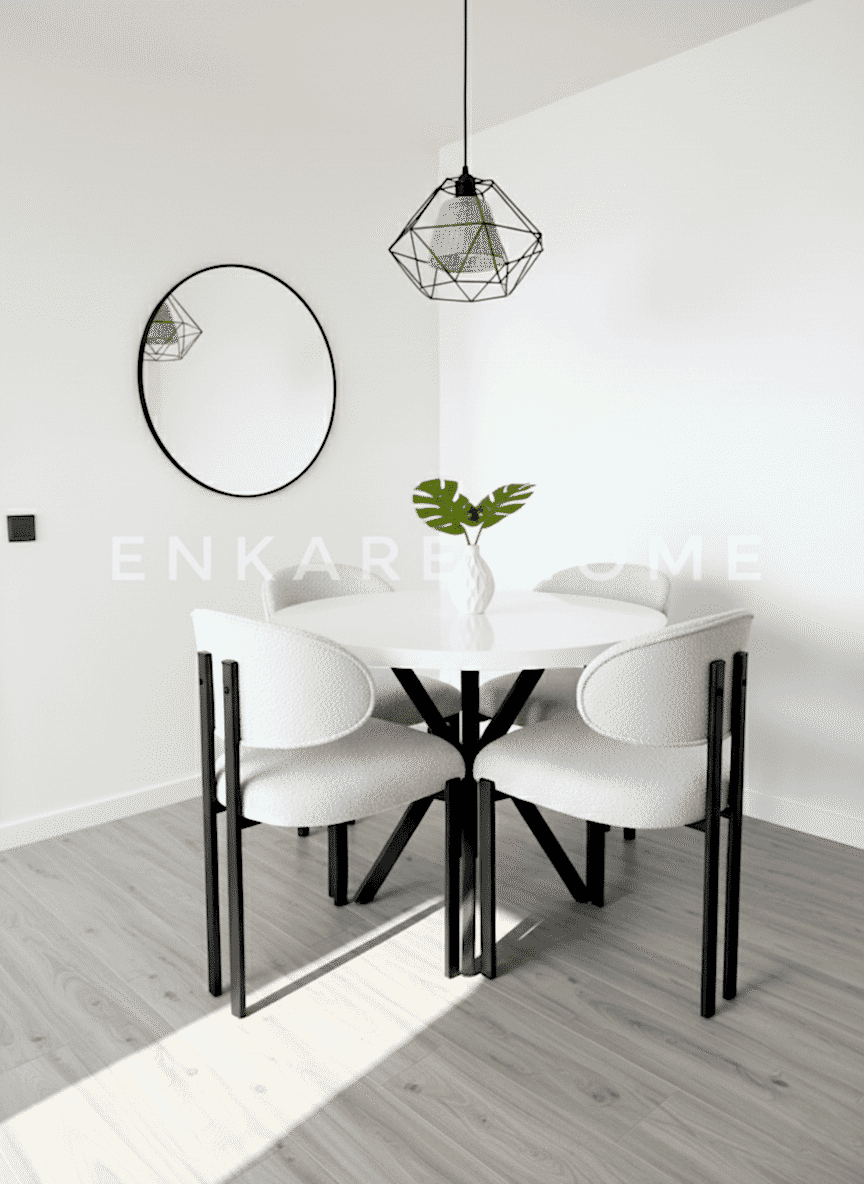 Badem Yuvarlak Masa Sandalye Takımı | Mdf Masa | 90 cm çap