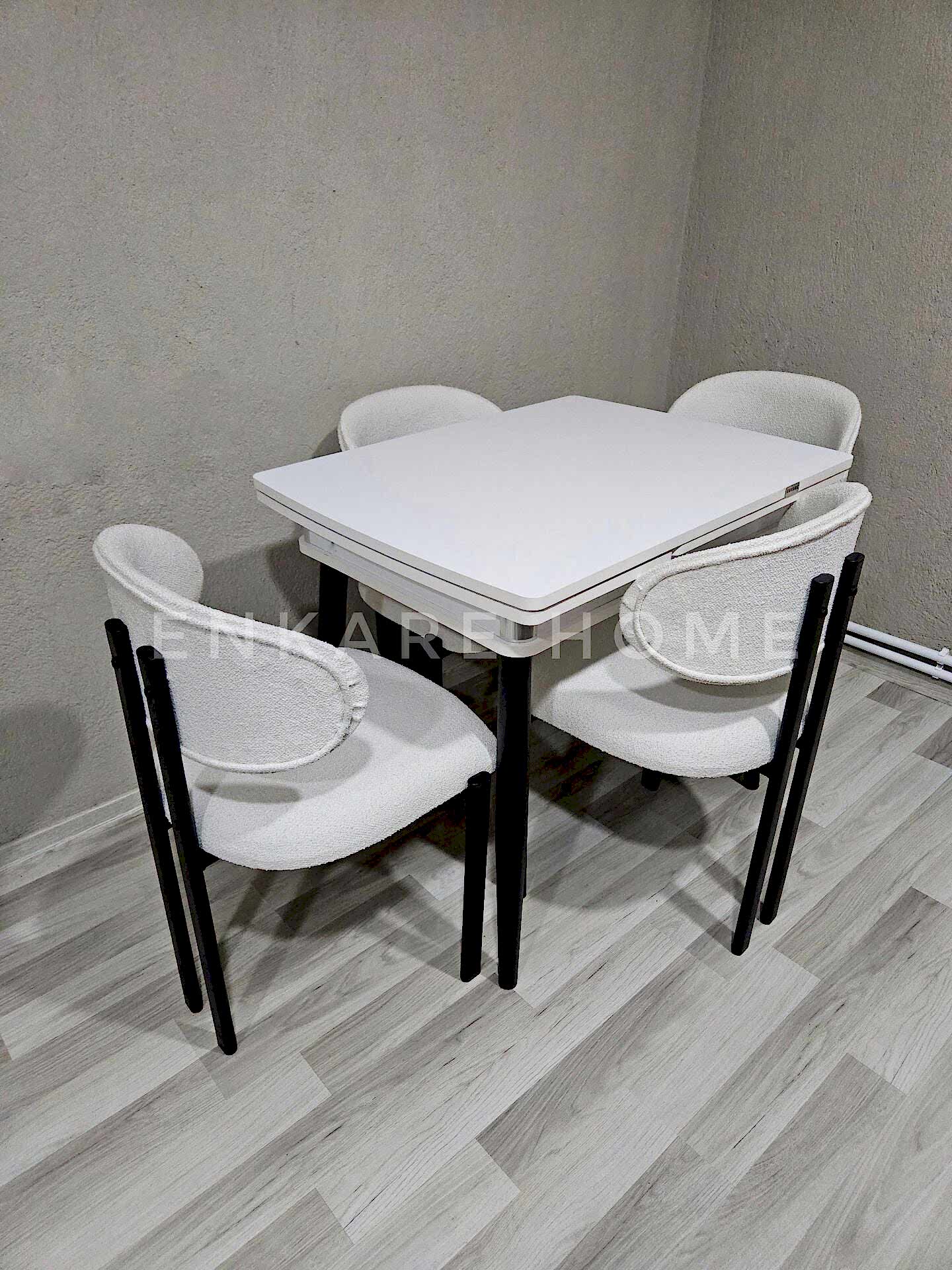 Küçük Mdf Masa & Badem Sandalye | 68x90-120  | Açılabilir Mutfak Masa Sandalye Takımı