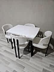 Küçük Mdf Masa & Badem Sandalye | 68x90-120  | Açılabilir Mutfak Masa Sandalye Takımı