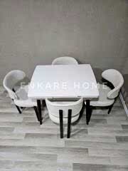 Küçük Mdf Masa & Badem Sandalye | 68x90-120  | Açılabilir Mutfak Masa Sandalye Takımı