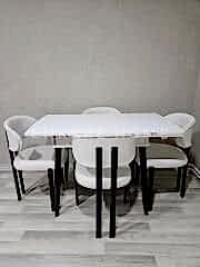 Küçük Mdf Masa & Badem Sandalye | 68x90-120  | Açılabilir Mutfak Masa Sandalye Takımı