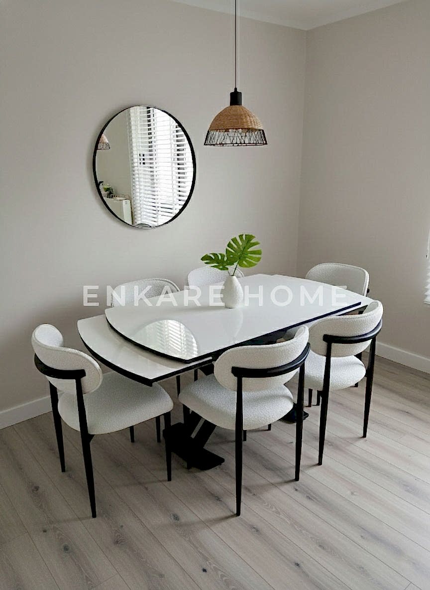 X Ayaklı Gloss Masa ve Polo Sandalye Takımı - Masa + 6 Sandalye - Çift Açılır Mutfak Masa Sandalye Takımı