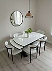 X Ayaklı Gloss Masa ve Polo Sandalye Takımı - Masa + 6 Sandalye - Çift Açılır Mutfak Masa Sandalye Takımı