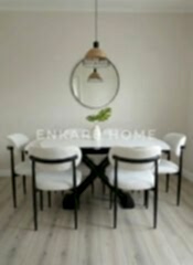 X Ayaklı Gloss Masa ve Polo Sandalye Takımı - Masa + 6 Sandalye - Çift Açılır Mutfak Masa Sandalye Takımı