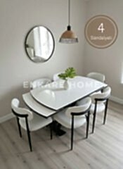 X Ayaklı Gloss Masa ve Polo Sandalye Takımı - Masa + 4 Sandalye - Çift Açılır Mutfak Masa Sandalye Takımı