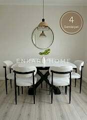 X Ayaklı Gloss Masa ve Polo Sandalye Takımı - Masa + 4 Sandalye - Çift Açılır Mutfak Masa Sandalye Takımı