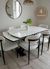 X Ayaklı Gloss Masa ve Polo Sandalye Takımı - Masa + 4 Sandalye - Çift Açılır Mutfak Masa Sandalye Takımı