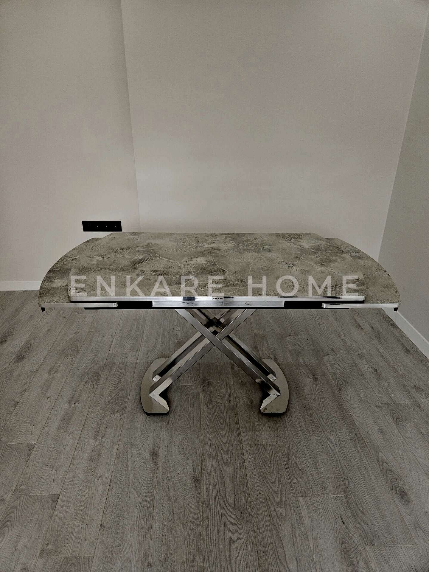 X Ayaklı Gloss Masa | Salon ve Açılabilir Mutfak Masası | 6-8 kişilik | 80x130-190 cm - Rambla