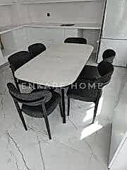 Frida Masa & Polo Sandalye | 6 Kişilik Salon ve Mutfak Masa Sandalye Takımı | 80x150-190