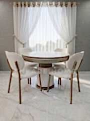 Sahra Masa Sandalye Takımı | Yuvarlak Açılabilir Bohem Masa Takımı | 100x100-135