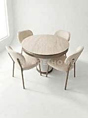 Sahra Masa Sandalye Takımı | Yuvarlak Açılabilir Bohem Masa Takımı | 100x100-135