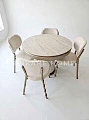 Sahra Masa Sandalye Takımı | Yuvarlak Açılabilir Bohem Masa Takımı | 100x100-135