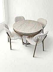 Sahra Masa Sandalye Takımı | Yuvarlak Açılabilir Bohem Masa Takımı | 100x100-135